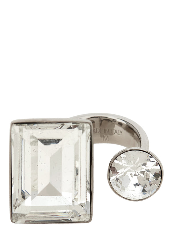 Open Ring With Crystals Gioielli Silver
