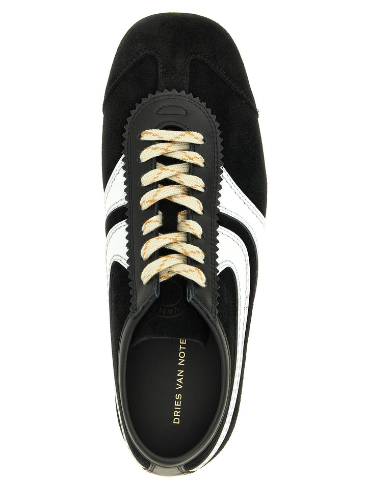 Dries Van Noten  Suede Sneakers - Bianco/Nero | 5002f514a606b14454b6a1fcaf10930cd70a1a26