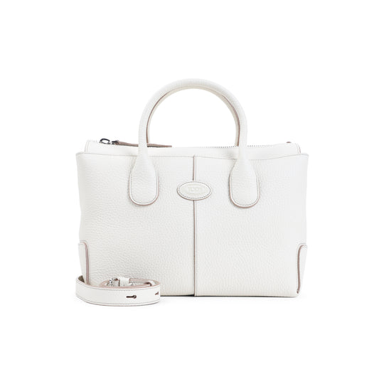 Stucco White Grained Leather Di Small Shopping Bag