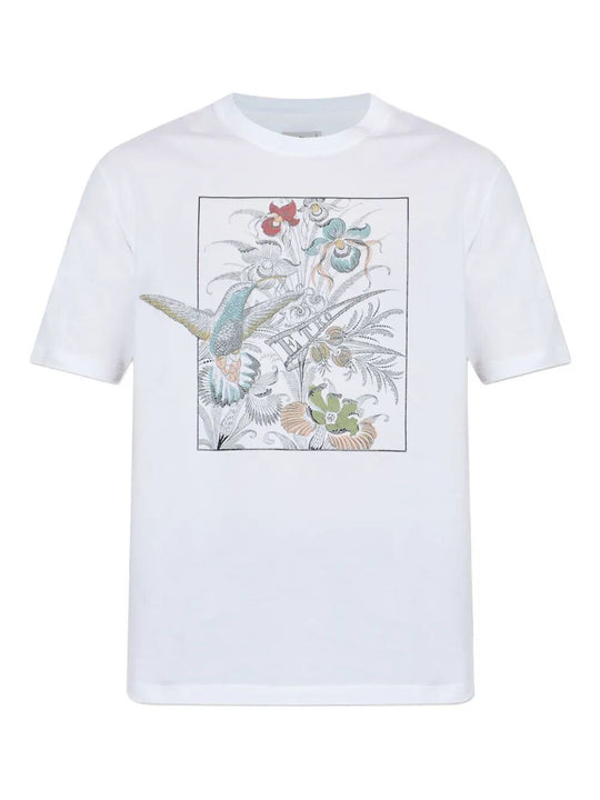 T-Shirt In Cotone Con Stampa Fiori