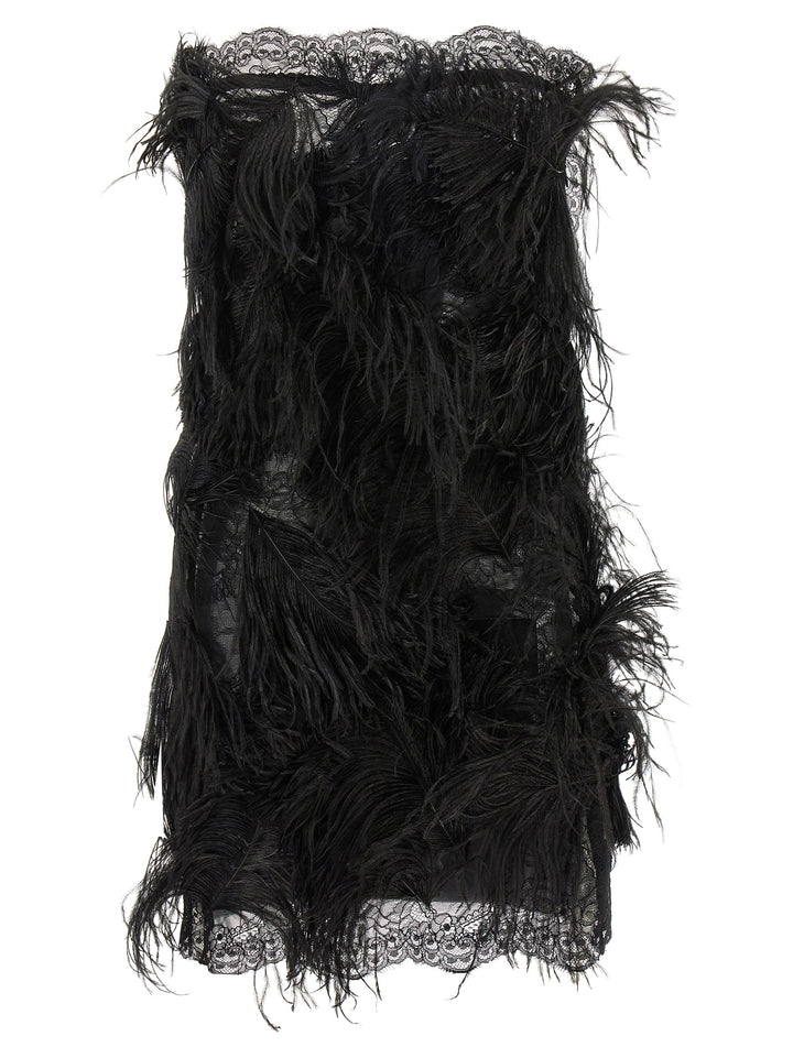 The Attico Lace And Feather Dress Abiti - Nero | 7d31d5ba6c674d65741817868410a45ecae70b31