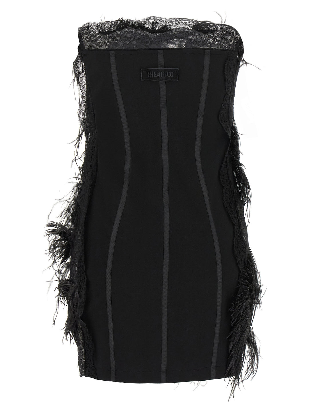 The Attico Lace And Feather Dress Abiti - Nero | 281530b49882847b4e7775c2438f2d208dcf8685