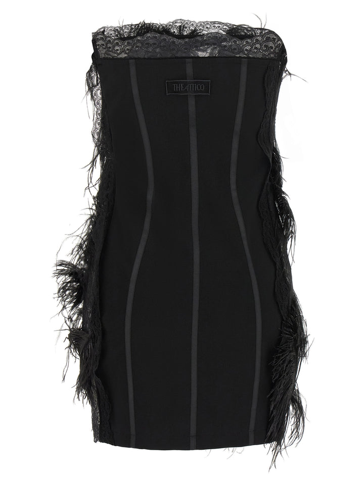 The Attico Lace And Feather Dress Abiti - Nero | 281530b49882847b4e7775c2438f2d208dcf8685