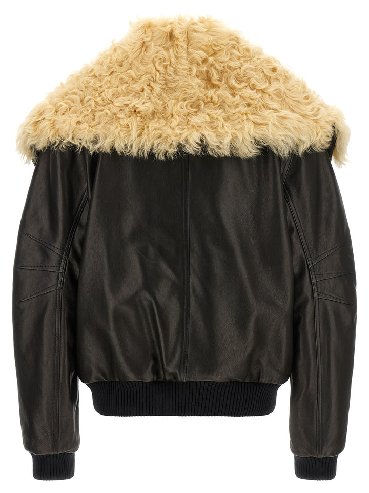 The Attico Shearling Neck Bomber Jacket Puffer Jackets - Nero | 09220b9e4f64d6901829fe0bb10d3c96b1447ac8