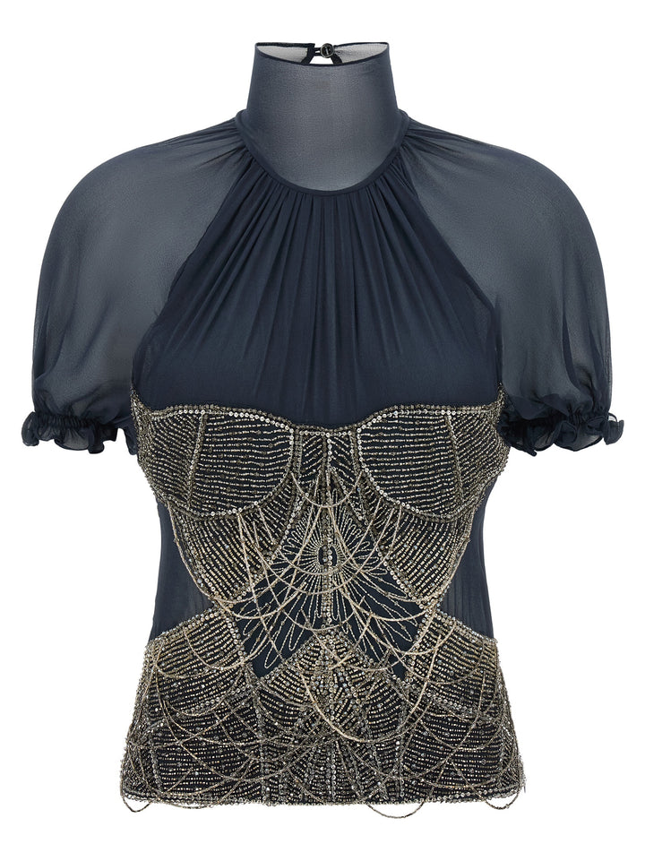 The Attico Jewel Embroidery Top Top - Blu | cb852b95bcb4232d96951e7ab4e365ed4cff1ae0