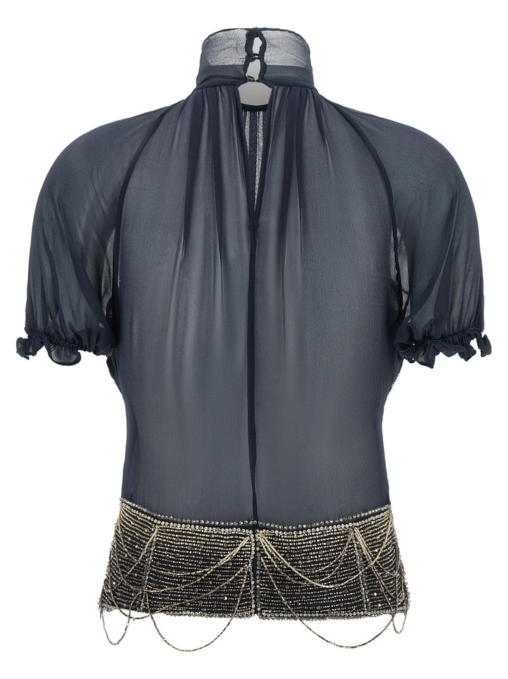 The Attico Jewel Embroidery Top Top - Blu | df942fe96c928615f7482f627a54daea9082ad3e