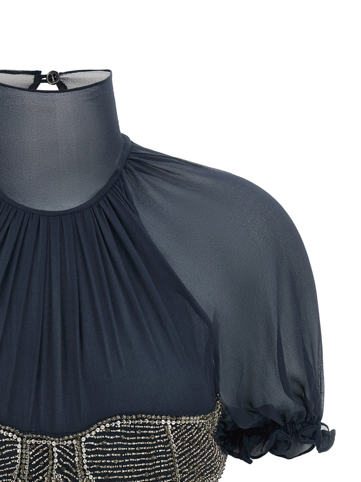 The Attico Jewel Embroidery Top Top - Blu | c67155533224a49c3b9d7f9628406b5089133ba9