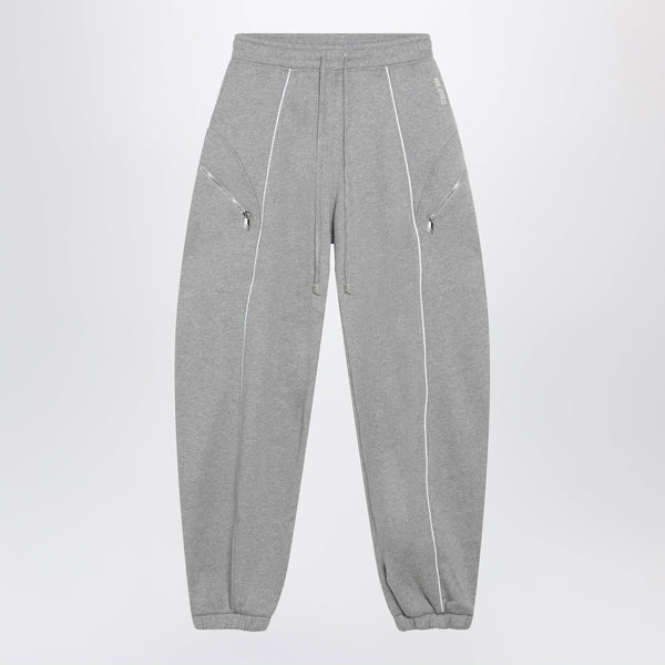 Long Jogger Pants In Melange Grey Cotton Jersey