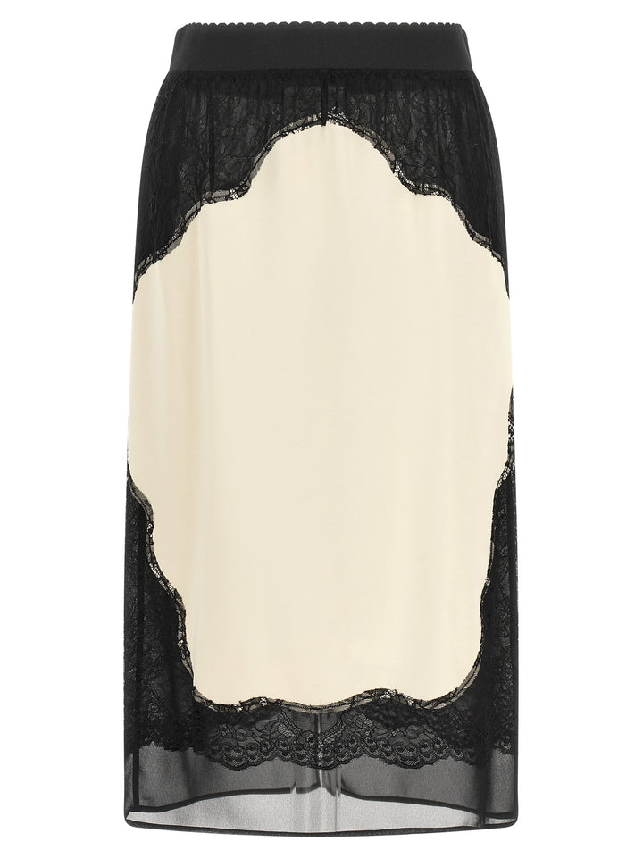 The Attico Lace Insert Skirt Gonne - Bianco/Nero | 078bee652681bd74c9829ab6cd4ca7ebd1caa5f0