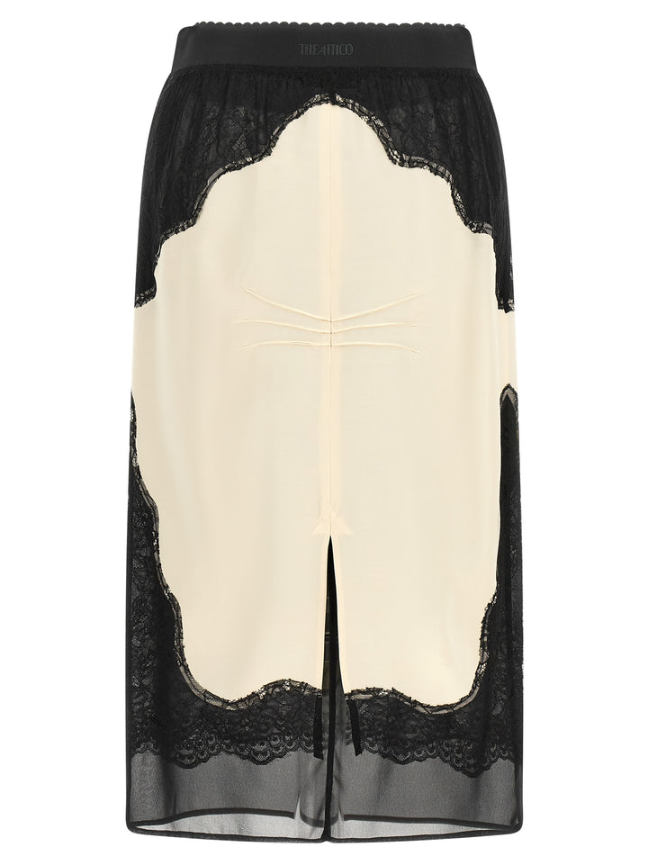 The Attico Lace Insert Skirt Gonne - Bianco/Nero | 895cc0a8e6b900398b5d1467b0500e55dc305ab4