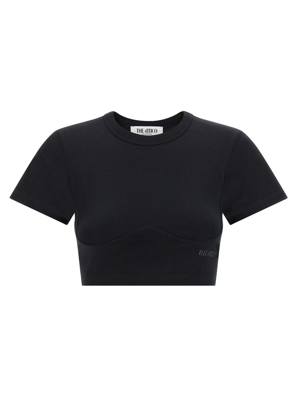 Top corto tipo bustier negro