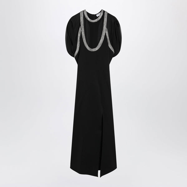 Vestido de Viscosa Mixta Negro con Estrás