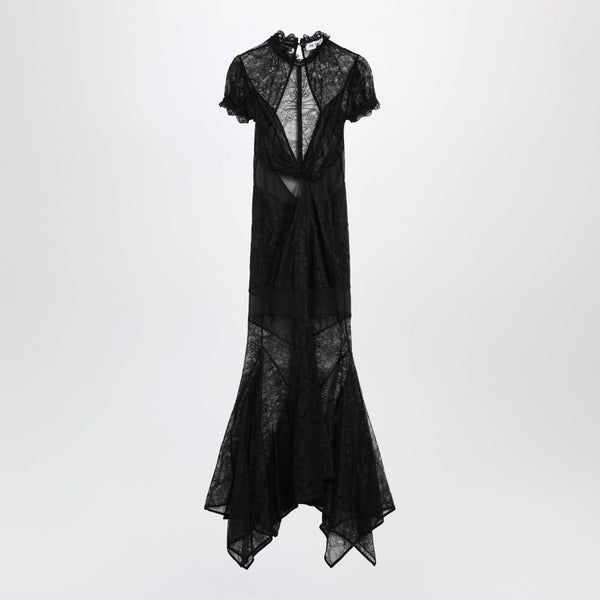 Vestido midi de encaje semitransparente negro