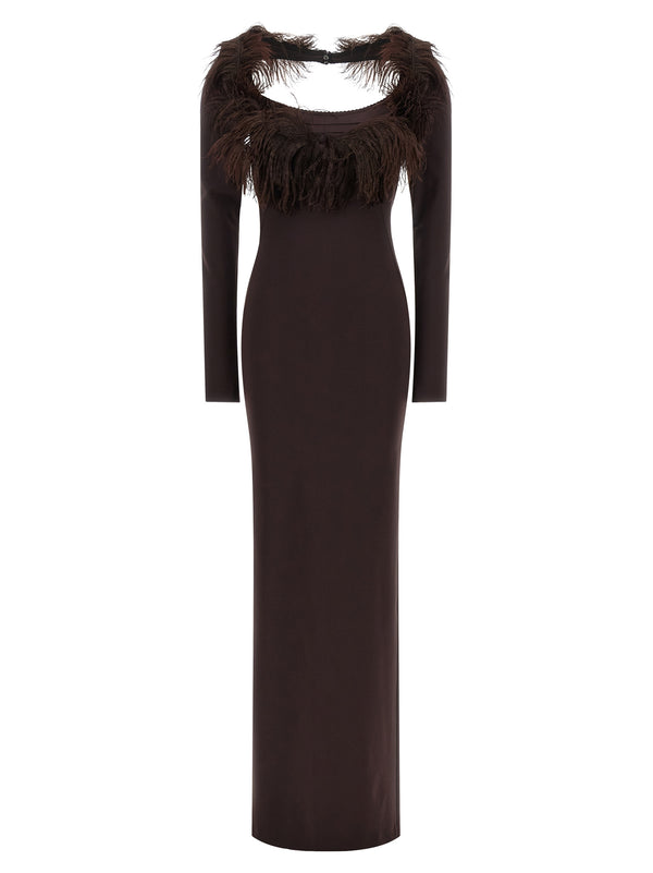 Feather Dress Abiti Marrone
