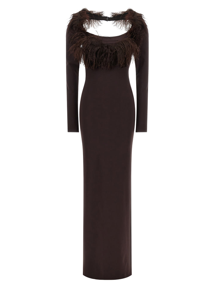 The Attico Feather Dress Abiti - Marrone | be1d0524160a842fad07653b634855755a4c01ed