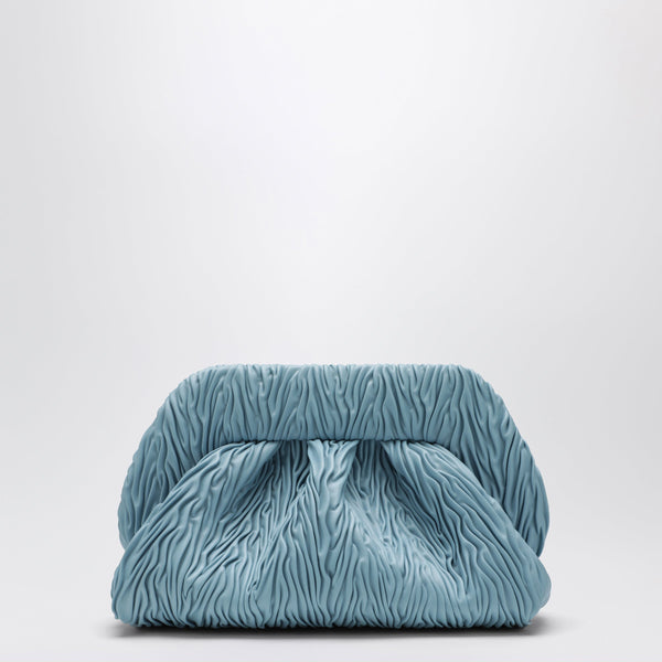 Blue Ruched Vegan Leather Bios Clutch