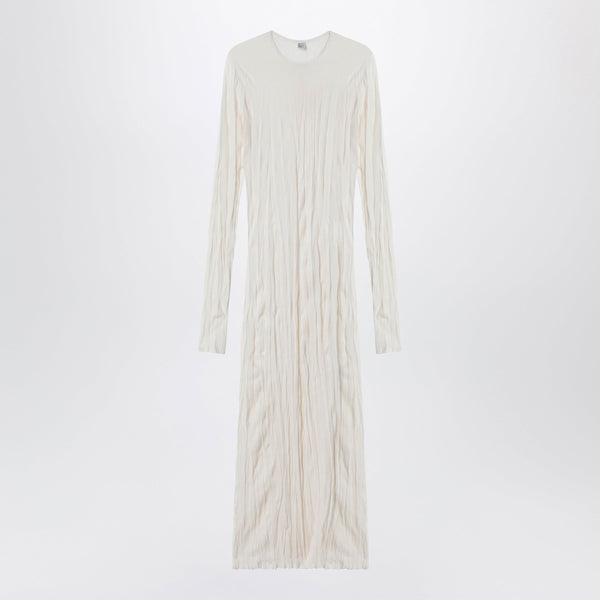 Light Apricot Crinkled Knit Dress