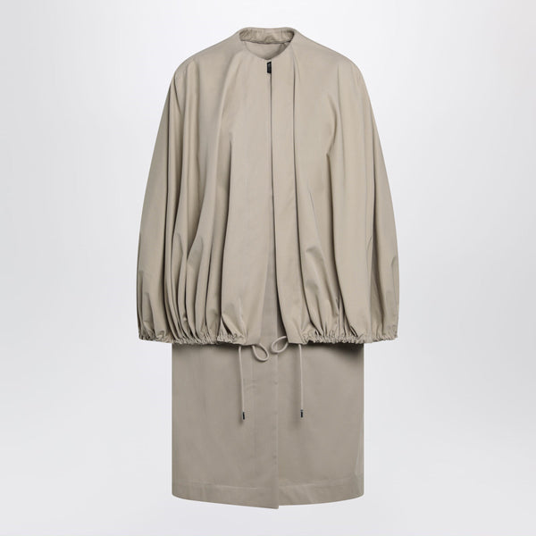 Beige Cotton Cape Coat