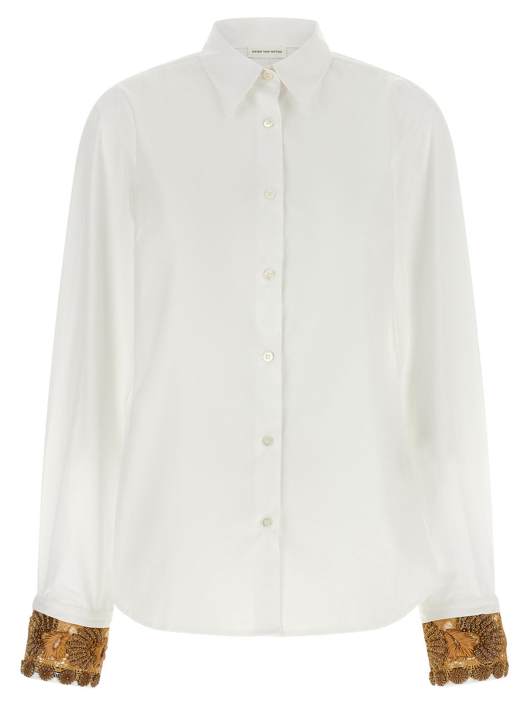 Dries Van Noten  Shirt With Embroidered Cuffs Camicie - Bianco | 2b91ef97dddb4710f1b29f704503e68ee9757137