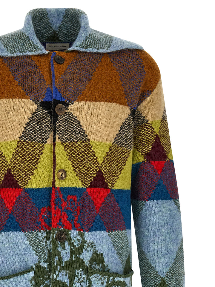 Dries Van Noten  Patchwork Intarsia Cardigan Maglioni - Multicolor | 5963f965ac0659fda22286f225bbad245657841a