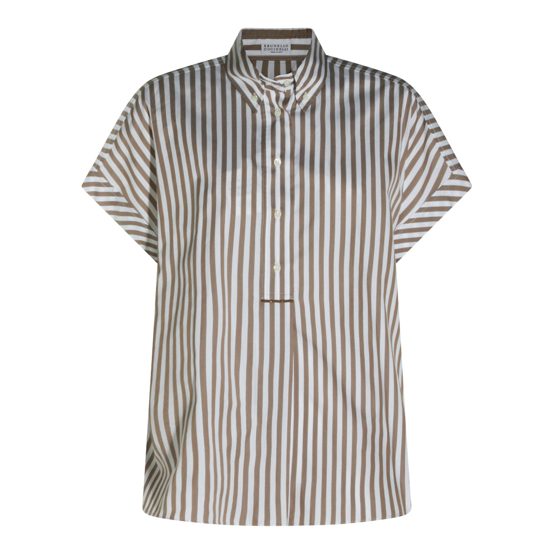 Brunello Cucinelli Shirts - BROWN/BIANCO | 08f629f0662a1642c41b848286aa105371a5ad83