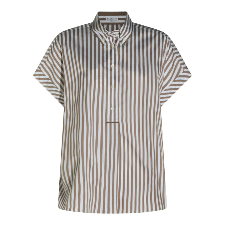 Brunello Cucinelli Shirts - BROWN/BIANCO | 08f629f0662a1642c41b848286aa105371a5ad83