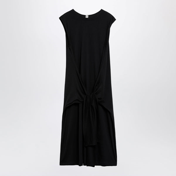 Maxi Jersey Dress With Belt In Black Cotton