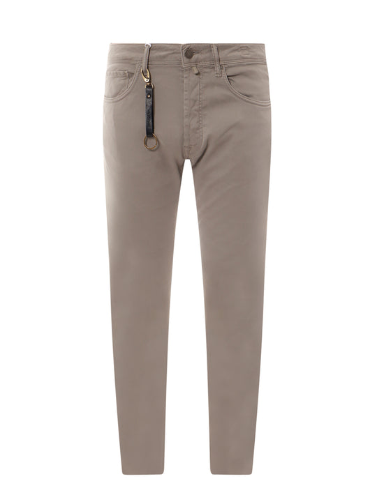 Stretch Cotton Trouser With Back Suede Logo Patch