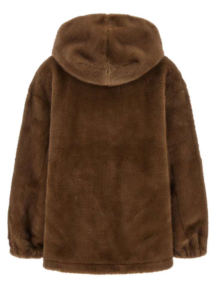 Lou Andrea Eco-Fur Hooded Jacket Puffer Jackets - Marrone | a52454541be52e463674c5666fb8f02522fc77d3