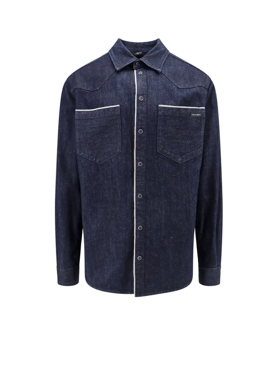 Denim Shirt With Logoed Label