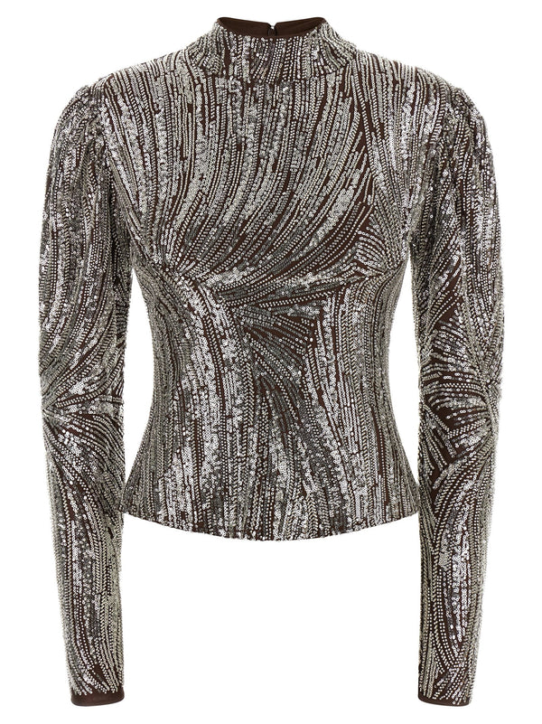 Sequin Top Brown