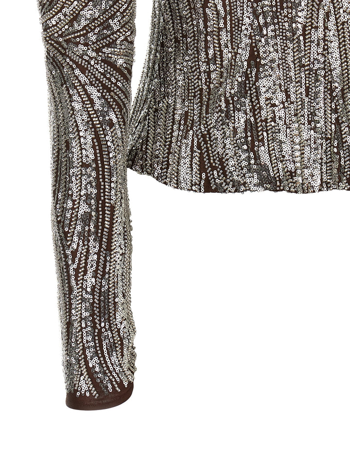 Paco Rabanne Sequin Top Top - Marrone | e71c7d607fe4592a1f6d12df9b6196292dae548a