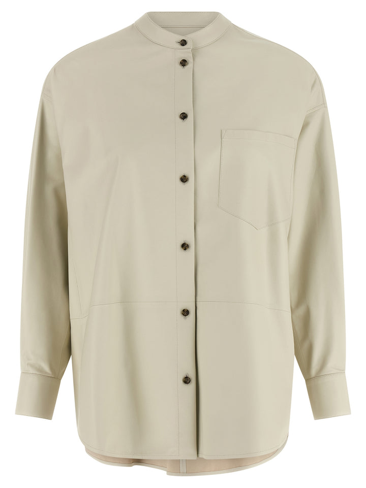 Yves Salomon Leather Shirt Camicie - Bianco | 476553a79fbf5a50b3e84459e2f538fe4b494f9a