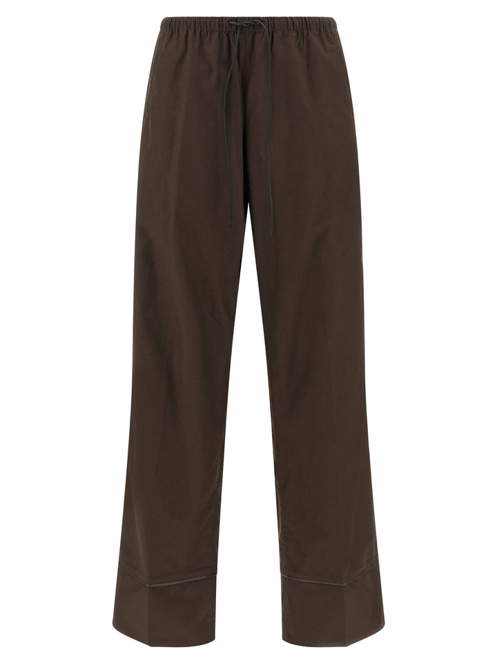 Yves Salomon Leather Insert Pantaloni - Marrone | d47e7ee95ff15da5aa4a54bd781e0b91790f824f