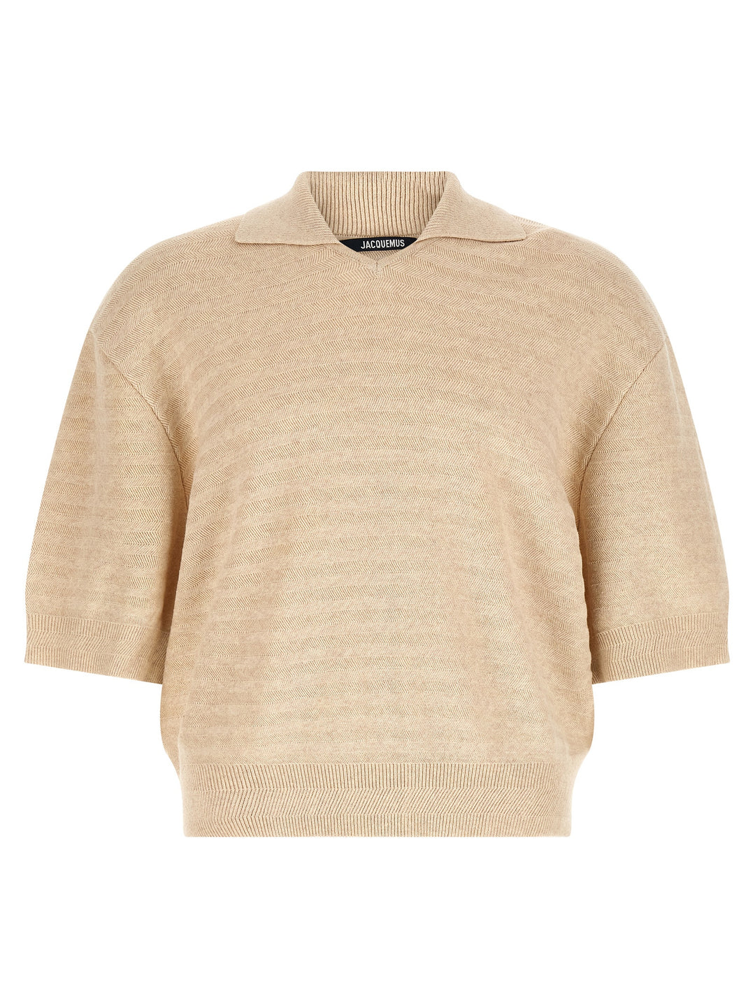 Jacquemus Le  Maille Chevron Polo - Beige | b00245da91c818aeb5652229a29e9ed9d3781ec3