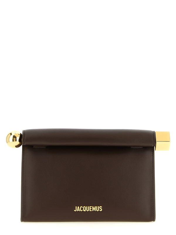 Le Sac Rond Carré Pochette Marrone