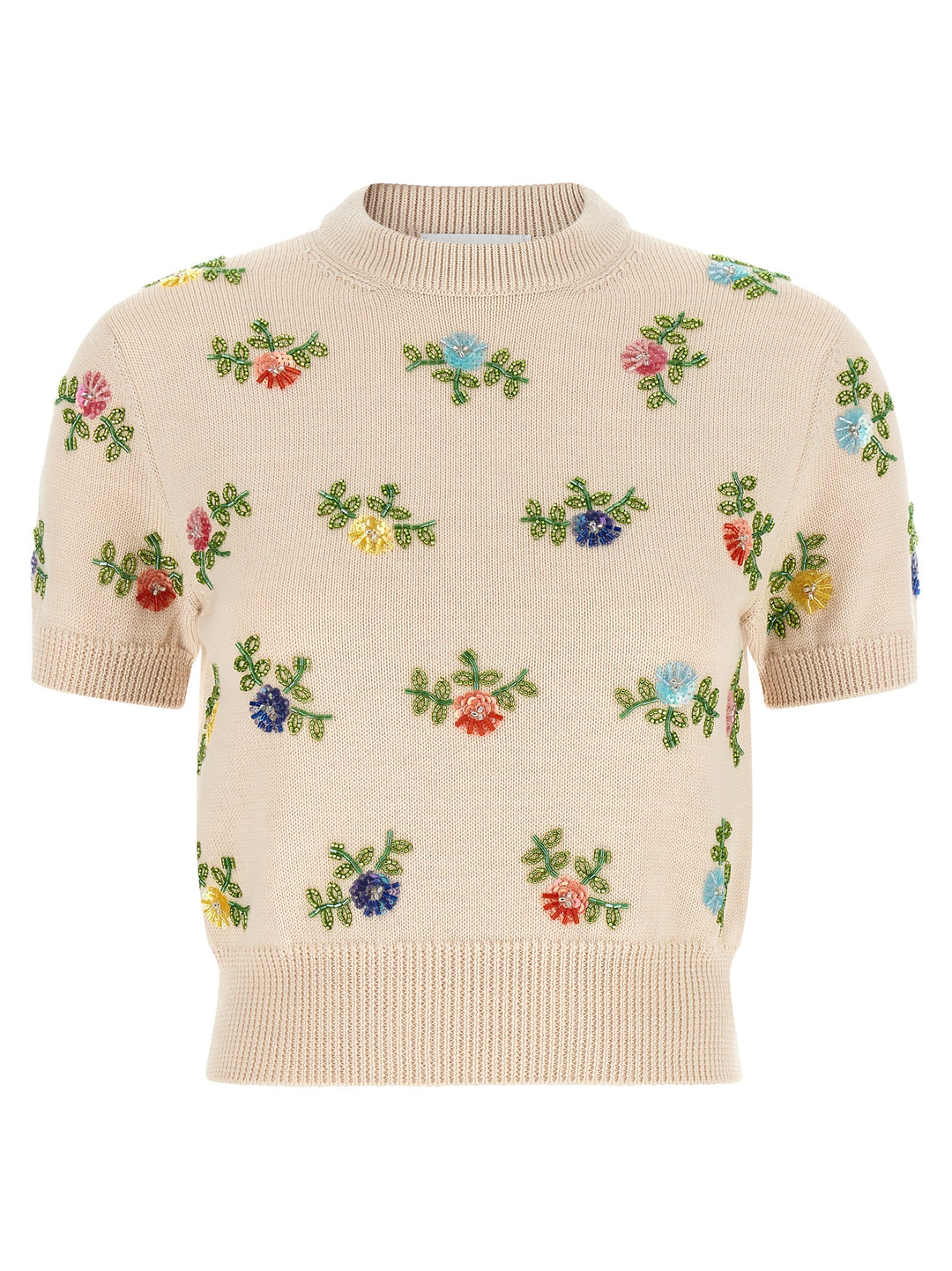 Paco Rabanne Sweater With Beads Embroidery Top - Beige | 487de3cbd580cd5efe58d95376b5ad8de182c405