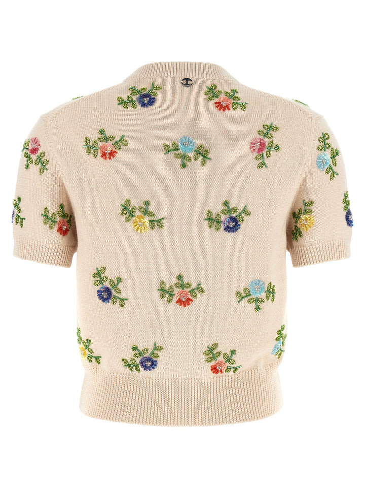 Paco Rabanne Sweater With Beads Embroidery Top - Beige | 0a3ba673788f8bd51ac779d05ca551f477c3ebdf