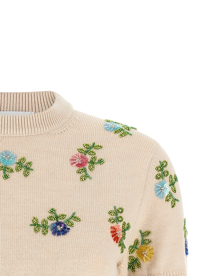 Paco Rabanne Sweater With Beads Embroidery Top - Beige | 0728ca6efe20be98d9729f38f392a63c1fa51bd0