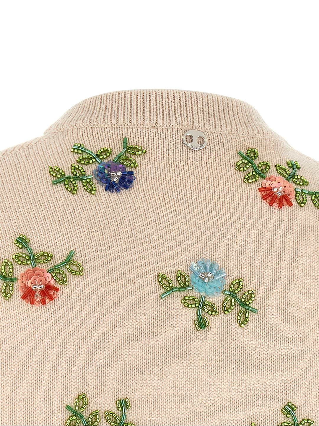 Paco Rabanne Sweater With Beads Embroidery Top - Beige | 8e86288a0cdff90d317c55844a3096a44ed27ef6