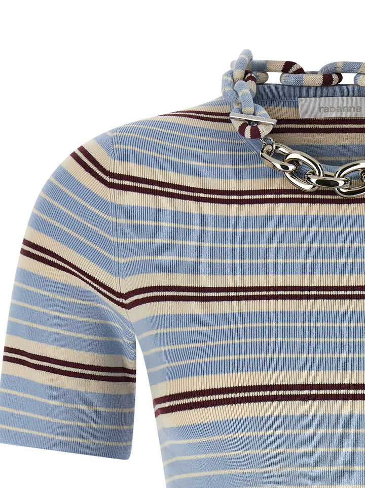 Paco Rabanne Chain T shirt - Celeste | 5476ed09546cb6683f0858f21848d4abe9ce1988