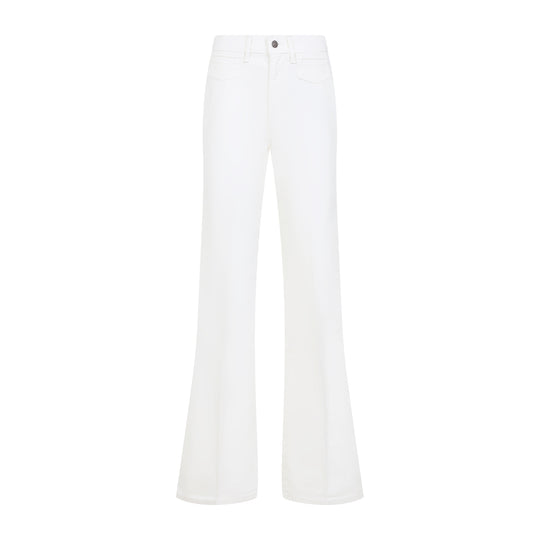 Off White Cotton Moleskin Wide Flare Pants