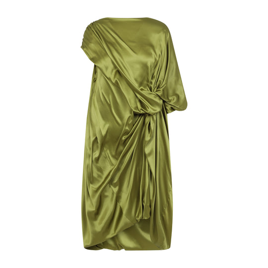 Olive Green Silk Dalant Dress