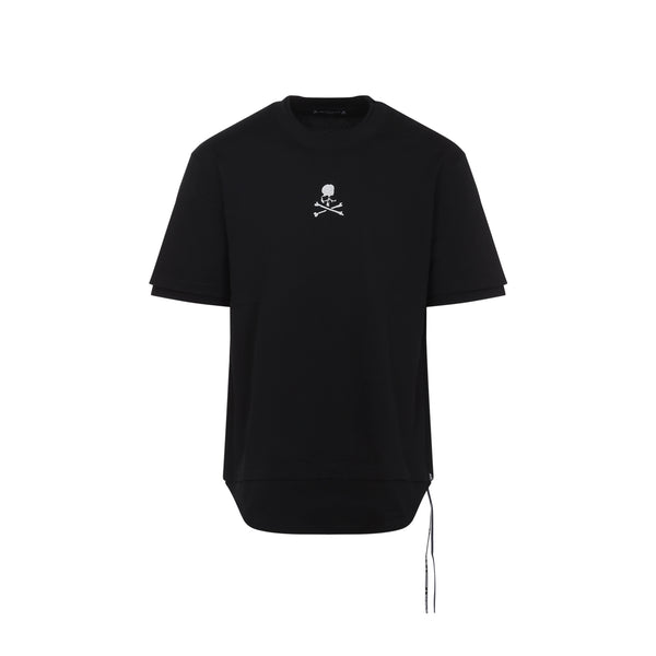 Black Cotton Layered Short Sleeves Tee