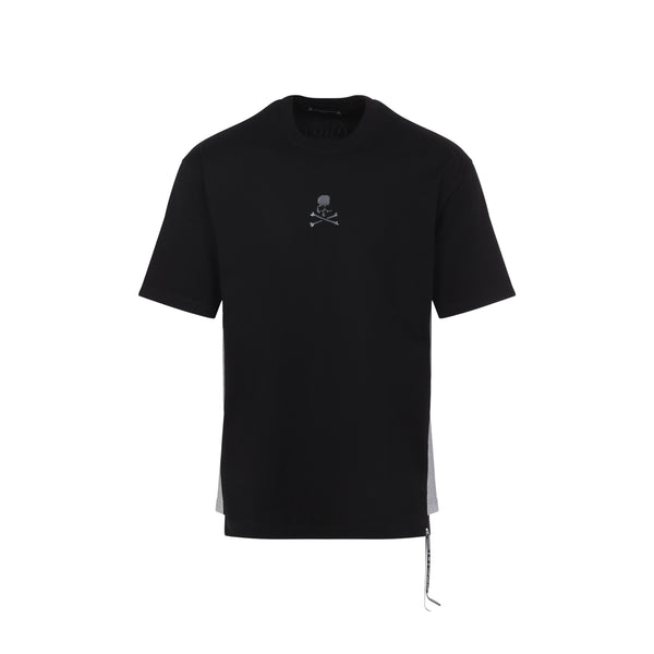 Black Cotton Side Panel Short Sleeves Tee
