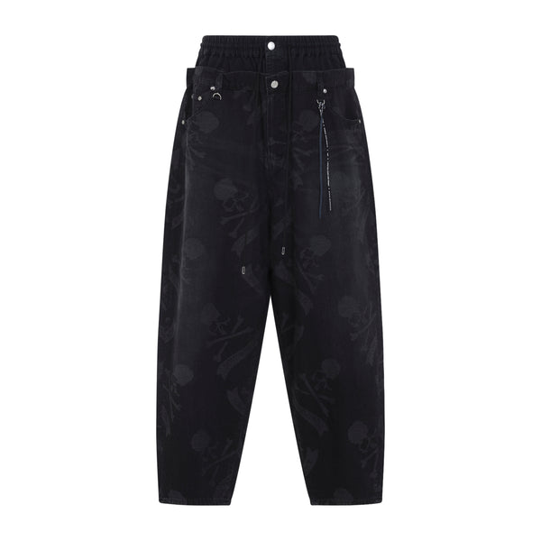Black Aloha Wide Fit Cotton Jeans