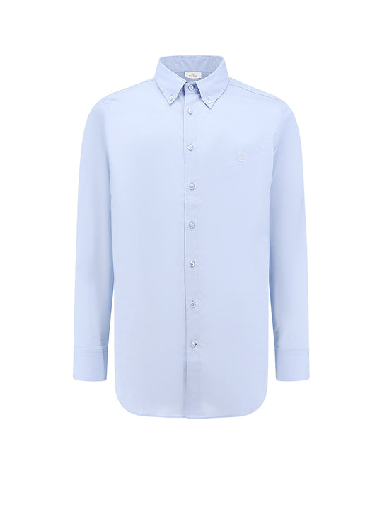 Cotton Shirt With Embroidered Pegaso Logo
