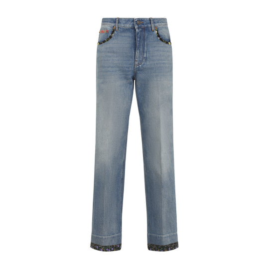 Mid Blue Cotton Jeans