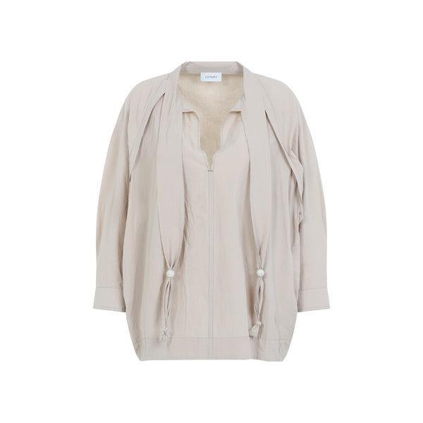 Greige Blouse With Scarf