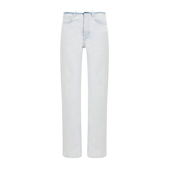Light Blue Cut Off Waistband Cotton Jeans